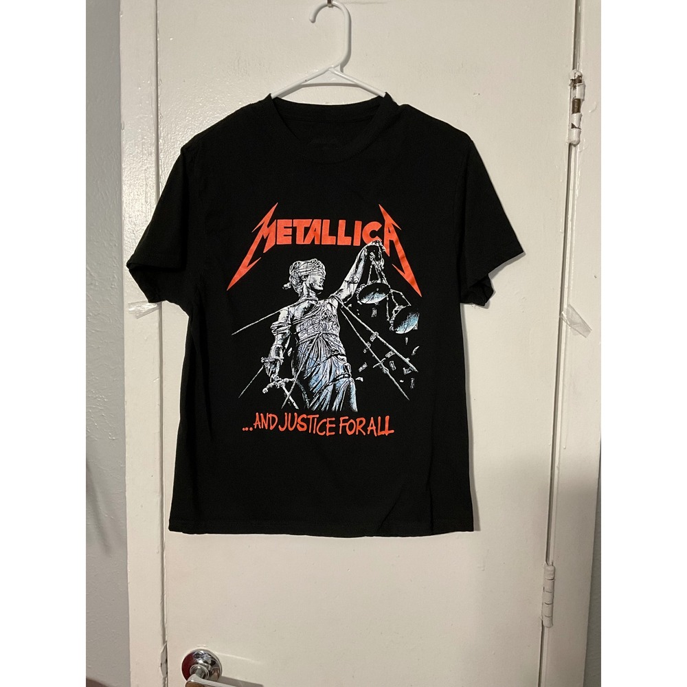 Metallica And Justice For All Graphic Tee Black Short Sleeve Band Shirt Medium